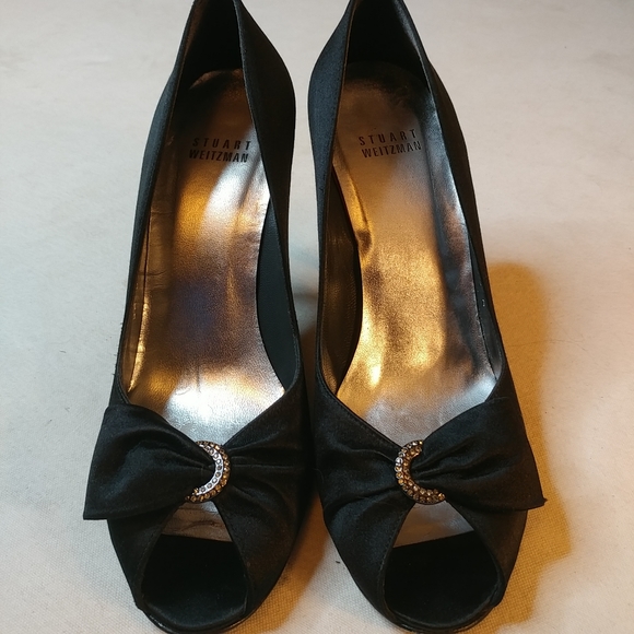 STUART WEITZMAN Rhinestone Ring Black heel sz 8. 5 - Picture 1 of 8